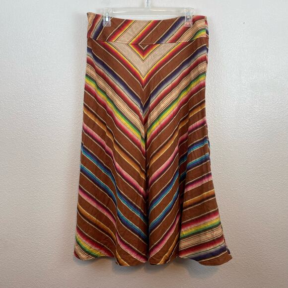 Lauren Ralph Lauren Serape 100% Linen Colorful Long Skirt - Picture 4 of 8